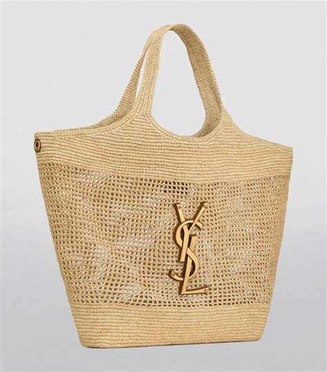 sac raphia yves saint laurent|saint laurent raffia tote.